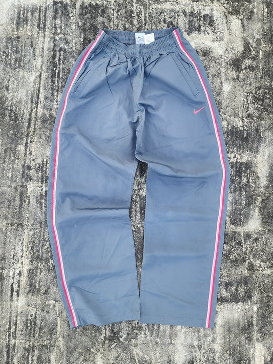 Vintage Nike Grey - Pink Striped Trackpants (S)