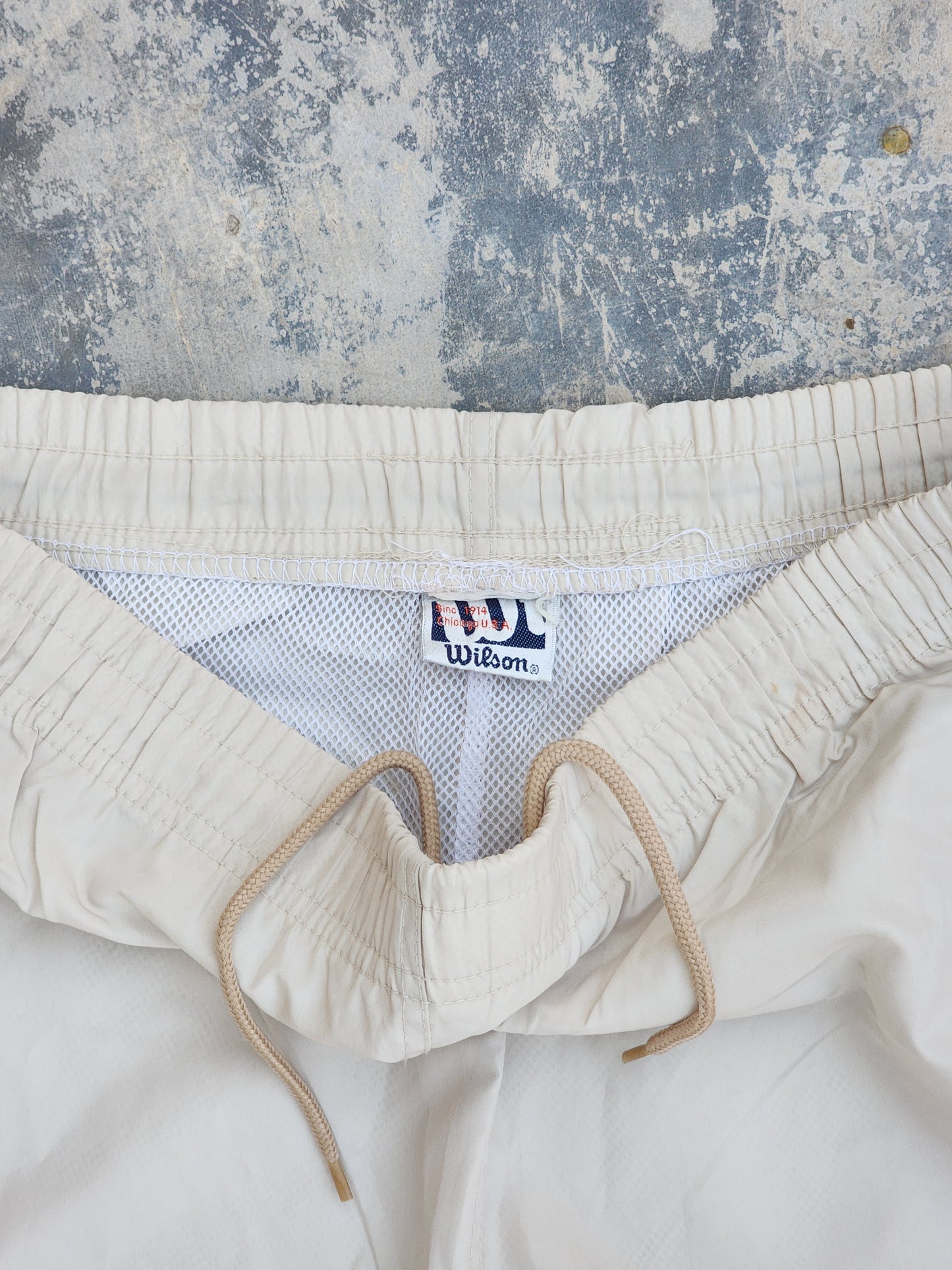 Vintage Wilson Off White Logo Stripe Trackpants (M)