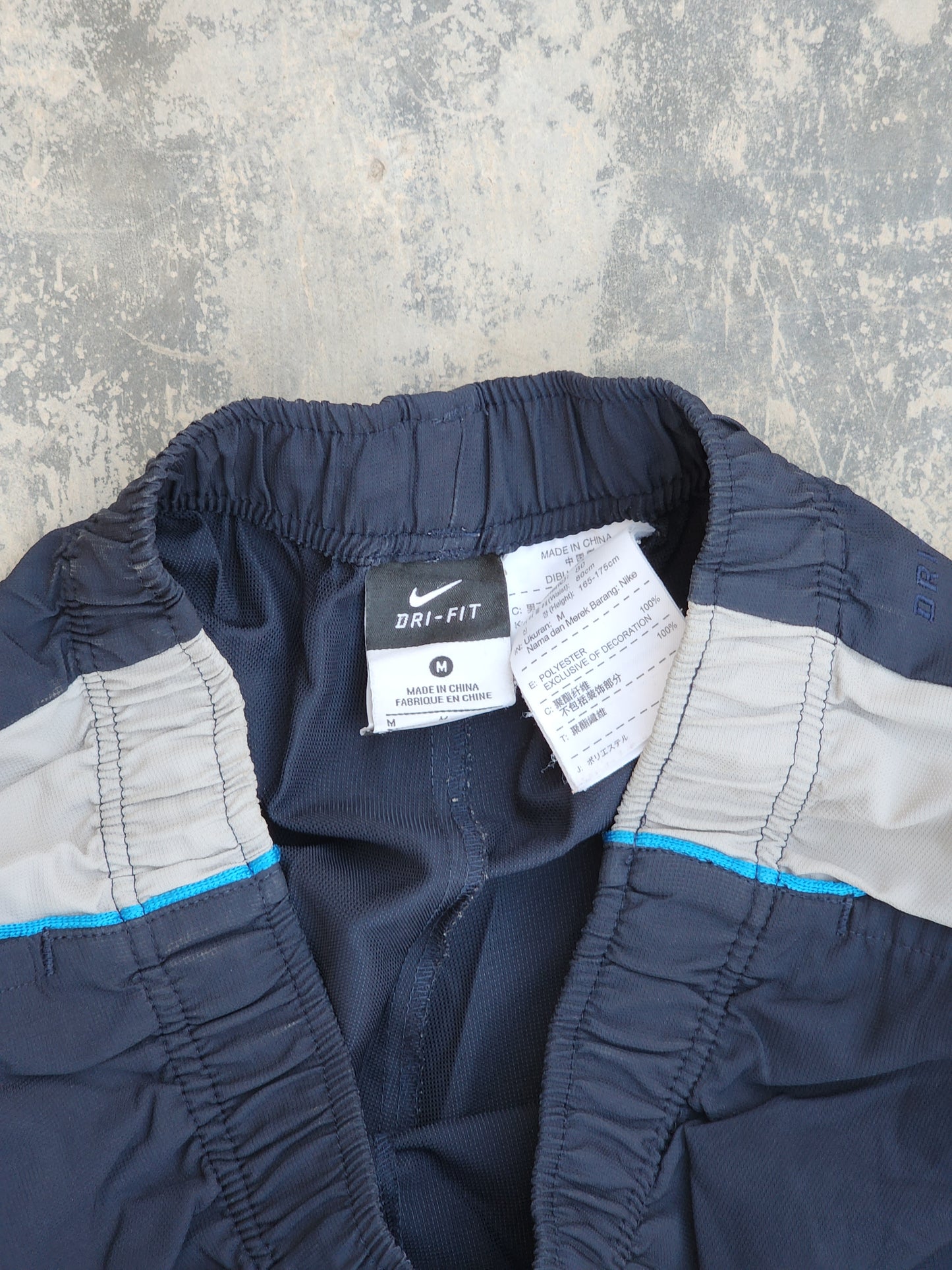 Vintage Nike Dri-Fit Dark Blue-White Trackpants (S)