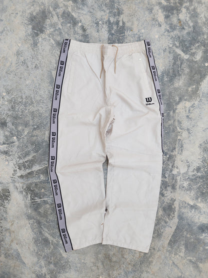 Vintage Wilson Off White Logo Stripe Trackpants (M)
