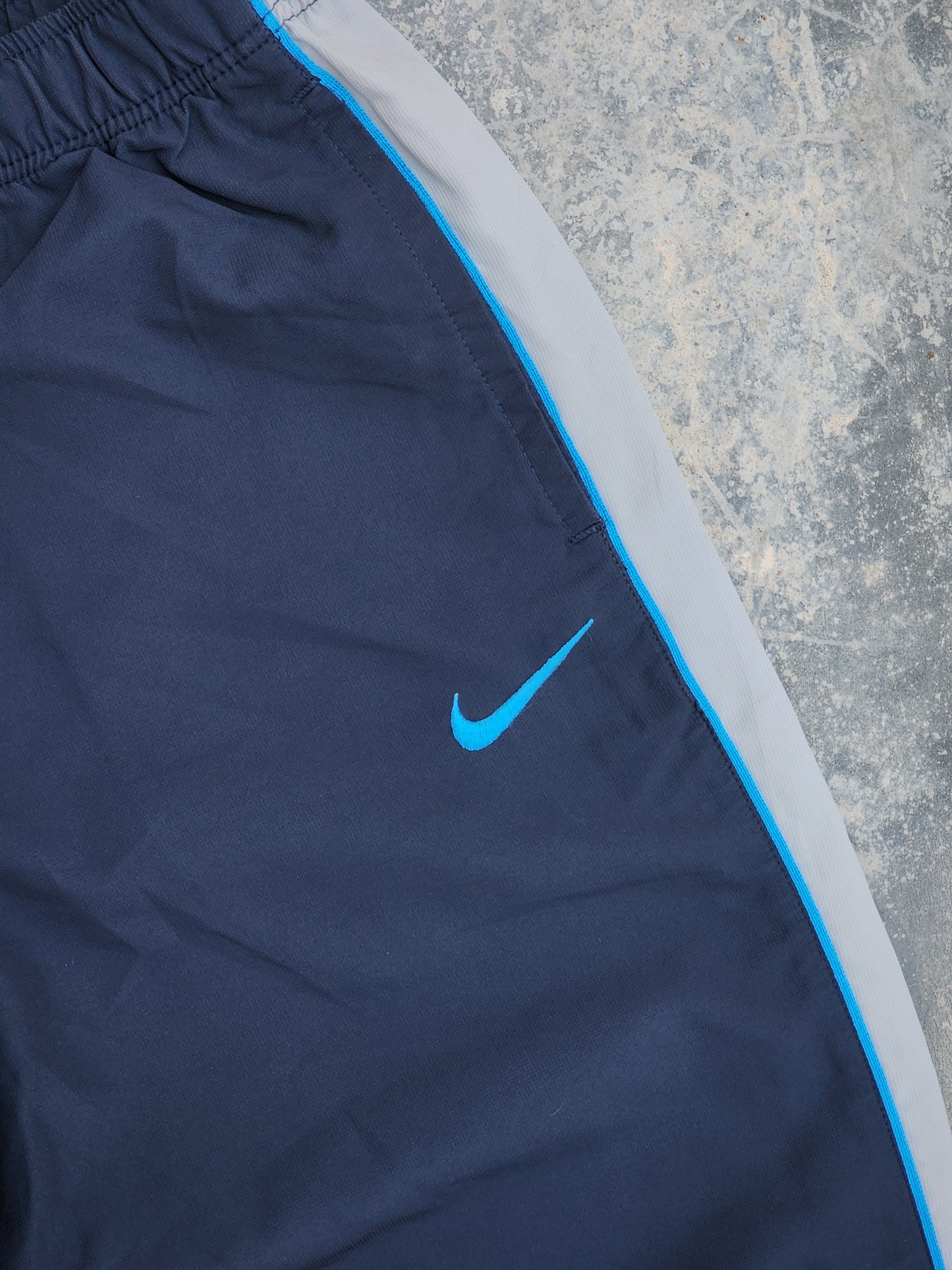 Vintage Nike Dri-Fit Dark Blue-White Trackpants (S)