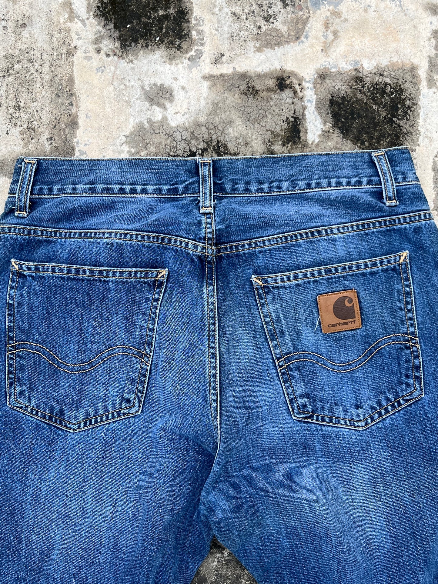 Carrhart Denim Straight Relaxed Fit Workwear Jeans (32) ( Rare )