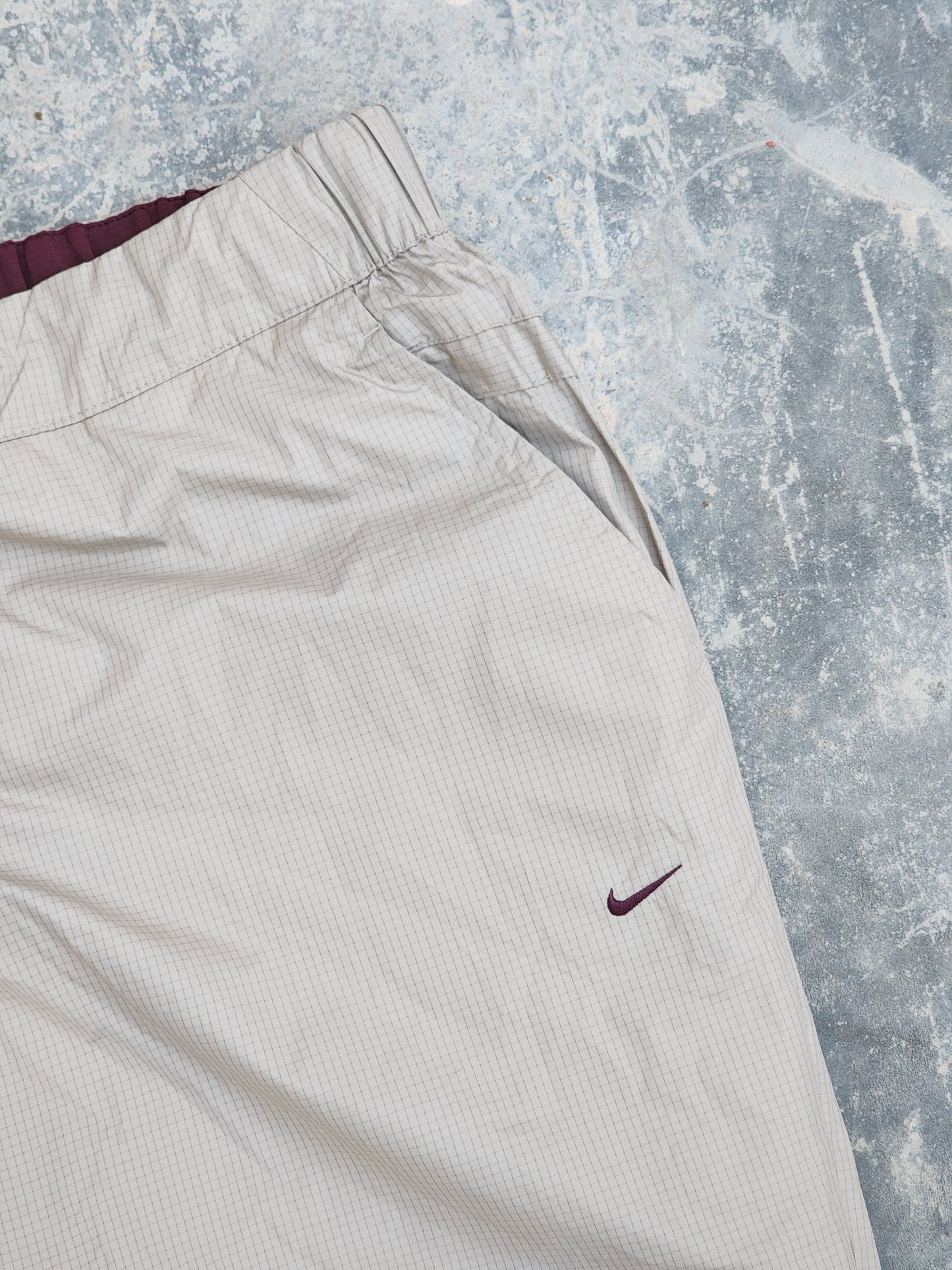 Vintage Nike Beige - Maroon Stormfit Baggy Flared Trackpants (S)