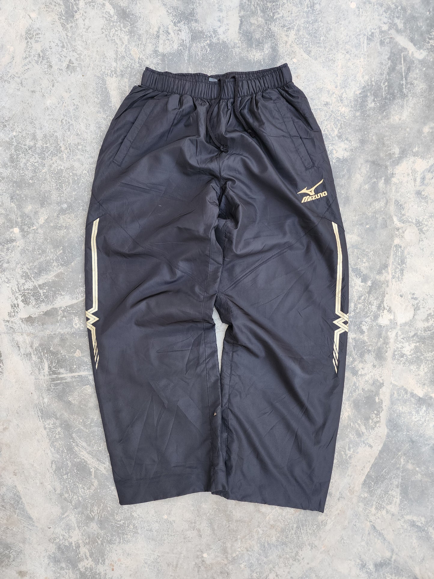 Vintage Mizuno Black - Gold Baggy Trackpants (S)