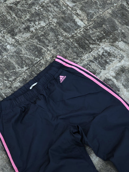 Adidas Dark Blue Pink Striped Flared Baggy Trackpants (S/M)