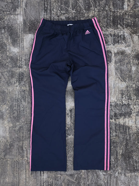 Adidas Dark Blue Pink Striped Flared Baggy Trackpants (S/M)