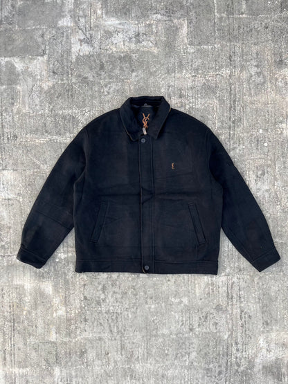 90s Vintage Yves Saint Laurent padded wool jacket ( Black and Brown )