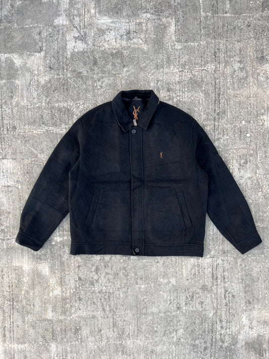 90s Vintage Yves Saint Laurent padded wool jacket ( Black and Brown )