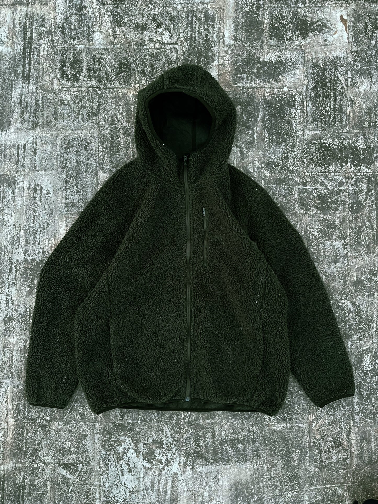 Uniqlo Dark Green Hooded Fleece Jacket (L)