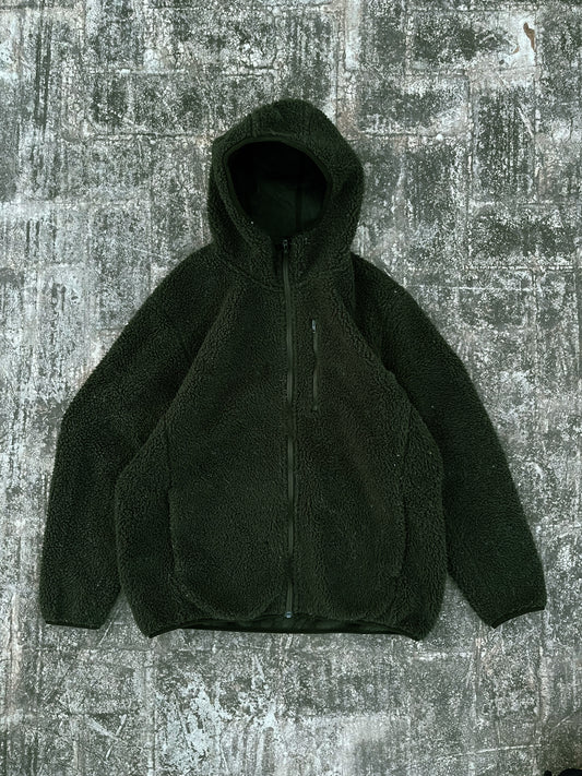 Uniqlo Dark Green Hooded Fleece Jacket (L)